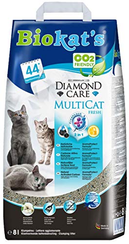Biokat's Diamond Care Multicat Fresh Katzenstreu mit Duft | staubfreie Klumpstreu mit Aktivkohle und Cotton Blossom Duft | 1 Sack (1 x  8 L) - 1