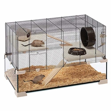 Ferplast Käfig für Hamster oder Mäuse Karat 60 Lebensraum für kleine Nagetiere, Struktur auf zwei Ebenen mit Zubehör, Flüssigkeitsresistente Etagen, 78,5 x 45,5 x 52,5 cm - 3