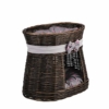e-wicker24 Ovale dunkelbraune Katzenhütte, Katzenkorb aus Weide, Korb für die Katze mit Zwei Etagen, Katzenlager mit Kissen, Katzenturm - 1