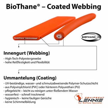 LENNIE BioThane Schleppleine, 5m, Neon-Orange, 16mm für große Hunde, genäht - 3