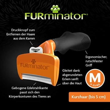 FURminator deShedding-Tool Hund Größe M Kurzhaar - Hundebürste für mittelgroße Hunde zur Entfernung der Unterwolle - Verbessertes Design - 5