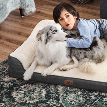 Bedsure orthopädische Hundebett große Hunde - Hundesofa mit Memory Foam, kuschelig Schlafplatz in Größe 91x68 cm, waschbare Hundesofa, grau - 6
