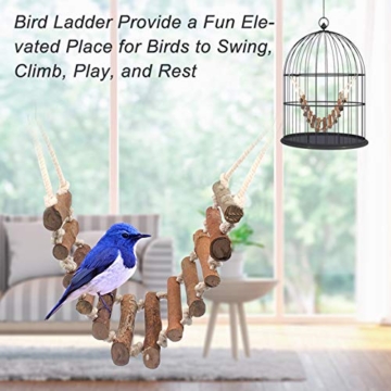 Huahao Vögel Holzleiter Vogel Ladder Spielzeug für Parrot Papageien Hamster Wellensittich, Vogel Hängebrücke Leitern für Vogelkäfige - 2