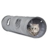 LeerKing Katzentunnel Katzenspielzeug Faltbar Spieltunnel Knisternder Rascheltunnel für alle Katzen und kleine Tiere 2 Höhlen 130 * 30cm - 1