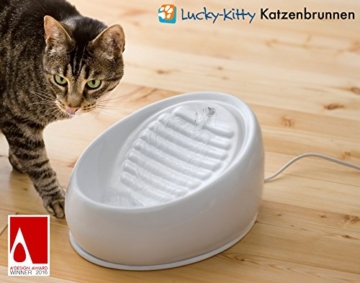Lucky-Kitty Katzenbrunnen aus Keramik, Pastellblau - 3