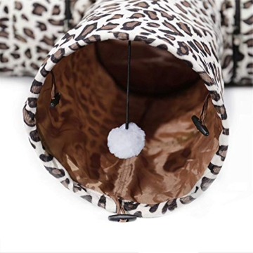 PAWZ Road Katzentunnel im Leoparden Design 4 Wege, Faltbar mit Spielball für Katzen Kätzchen Durchmesser：25cm - 6