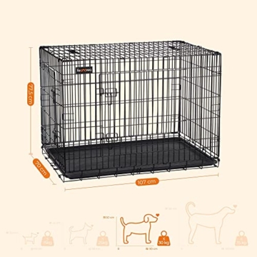 FEANDREA Hundekäfig, Hundebox, klappbar, 107 x 70 x 77,5 cm, schwarz PPD42H - 5