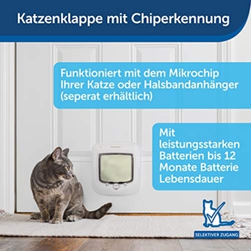 PetSafe Mikrochip Katzentür, Selektiver Zugang für Ihre Katze, hält fremde Tiere draußen, Katzen bis 7 kg, Weiß - 2