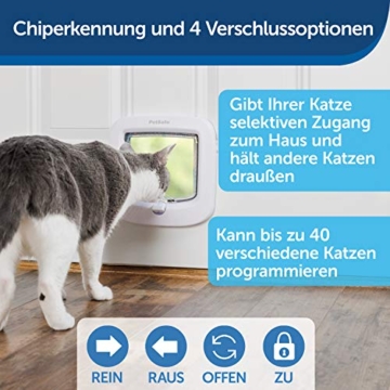 PetSafe Mikrochip Katzentür, Selektiver Zugang für Ihre Katze, hält fremde Tiere draußen, Katzen bis 7 kg, Weiß - 3